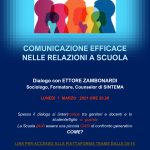 Locandina dell'incontro Comunicazione efficace nelle relazioni a scuola